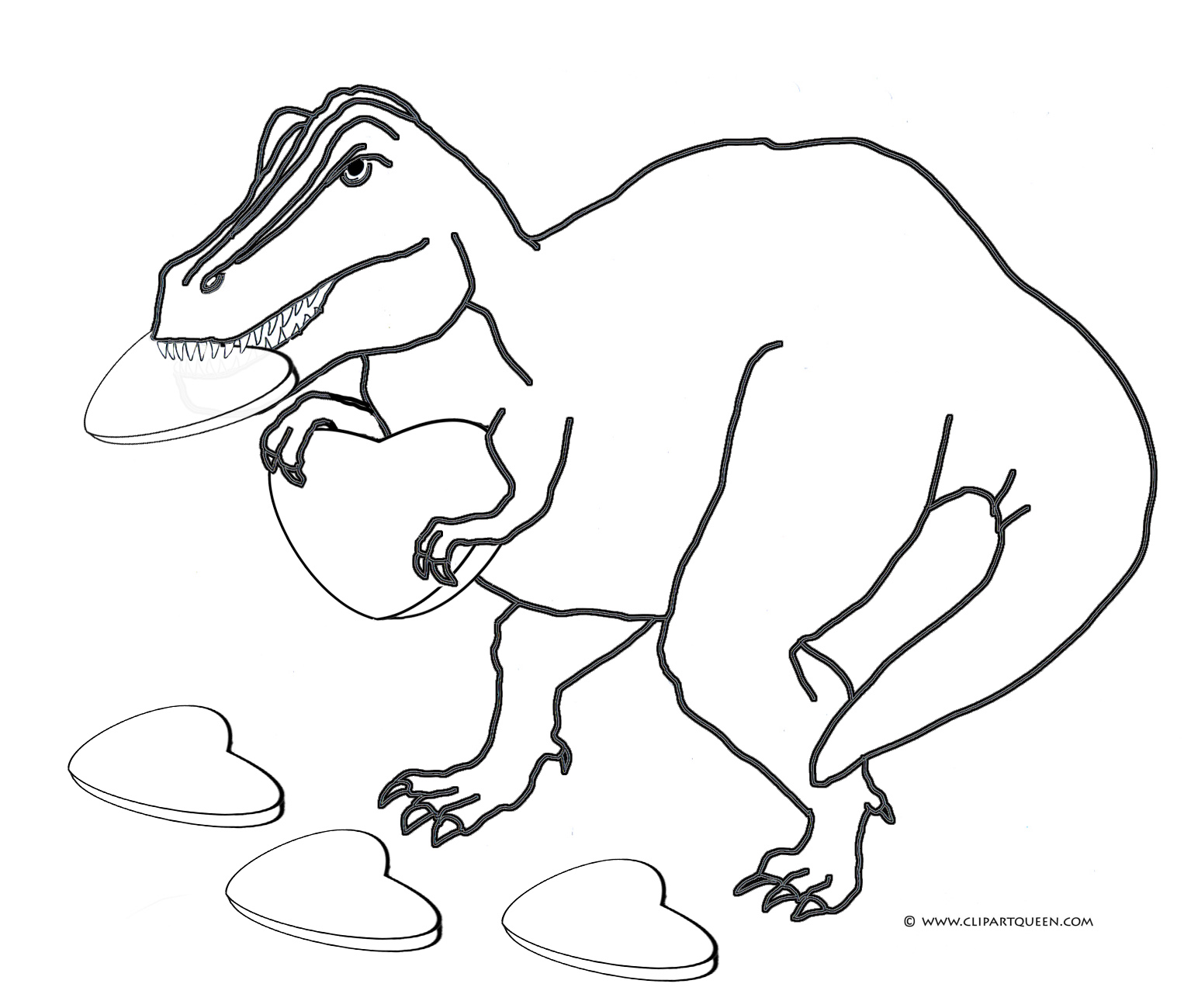 T rex eating a valentine heart