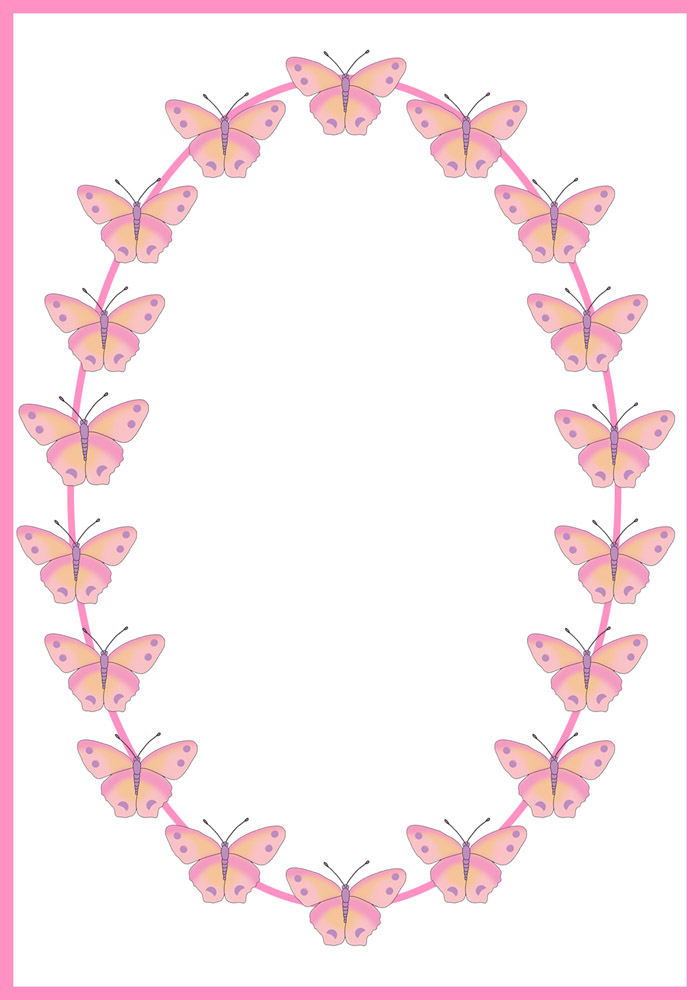Frame with pink butterflies