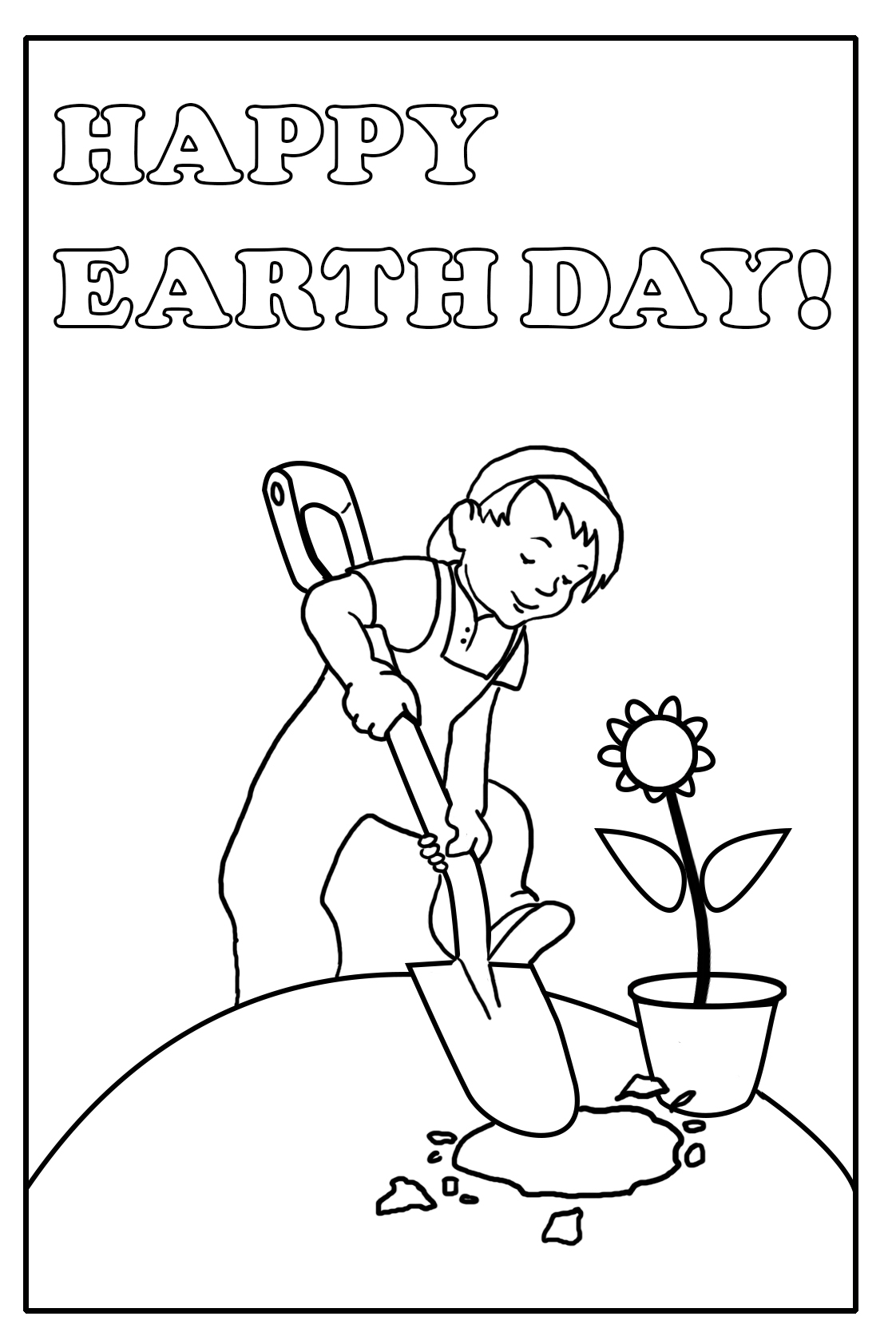 Happy Earth Day boy planting flower