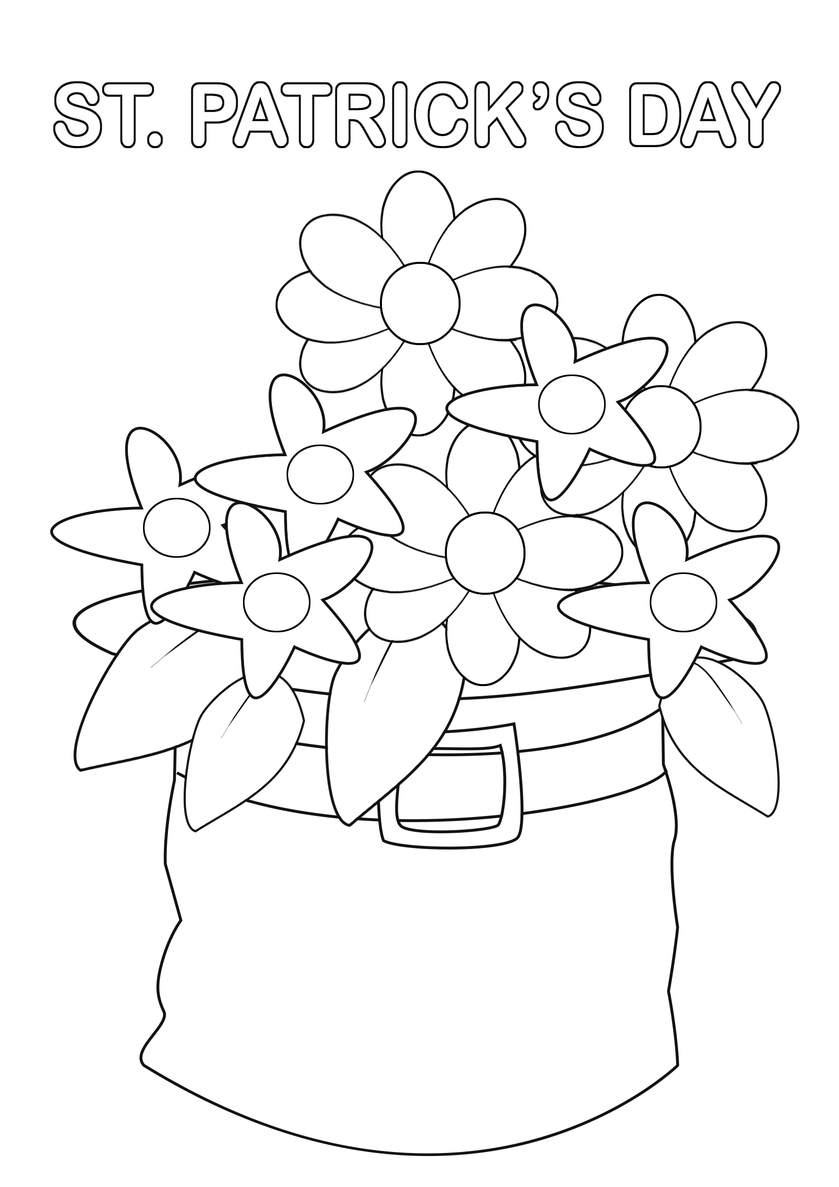 happy st. Patrick's day hat and flowers to color