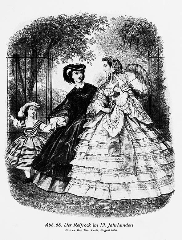 1860 latest fashion crinolines in Paris