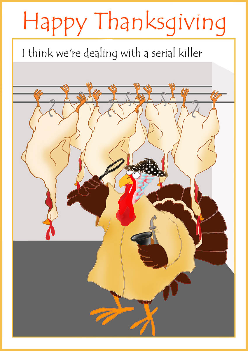 thanksgiving card with turkey detective