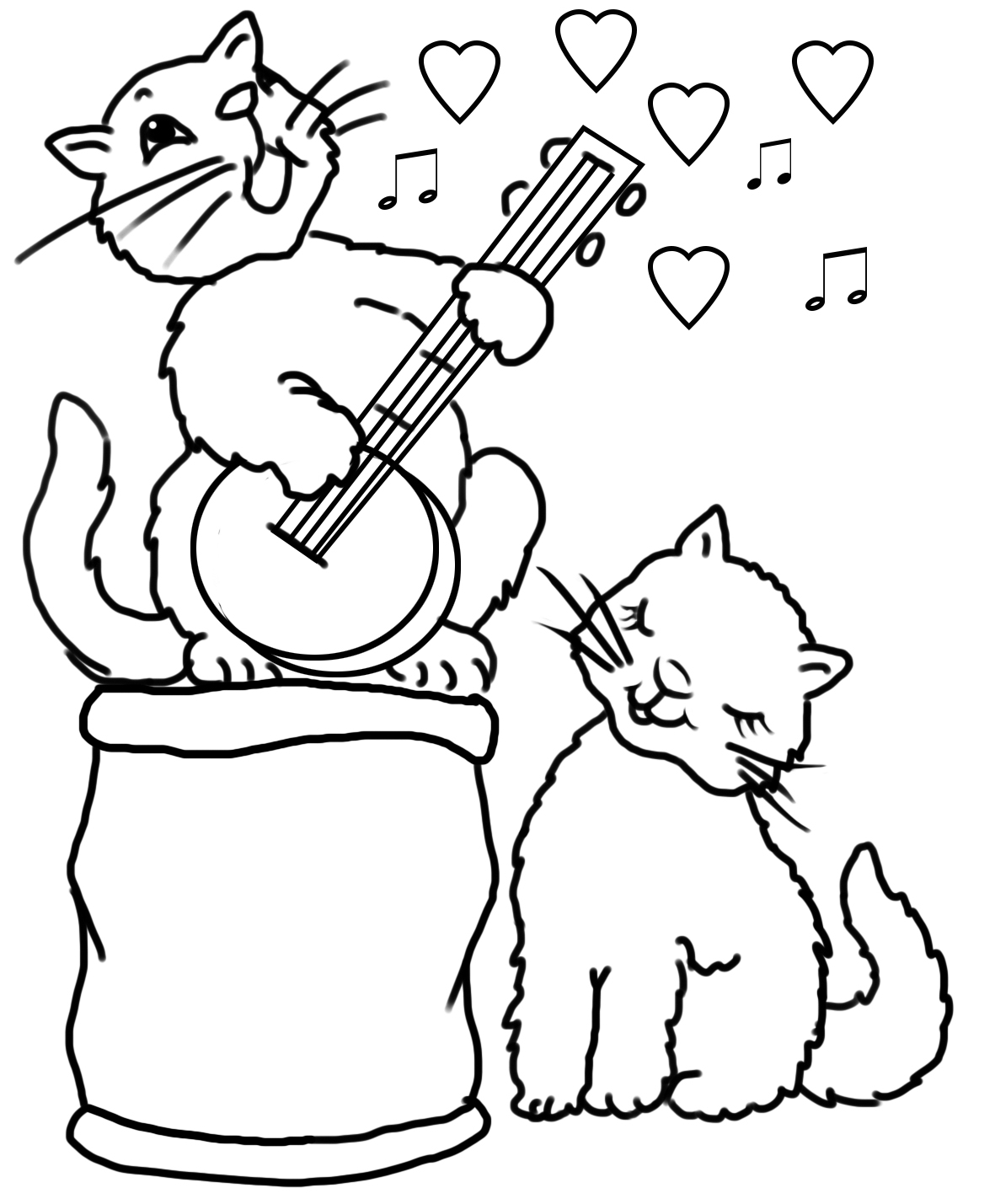 two cats in love and a love song on banjo
