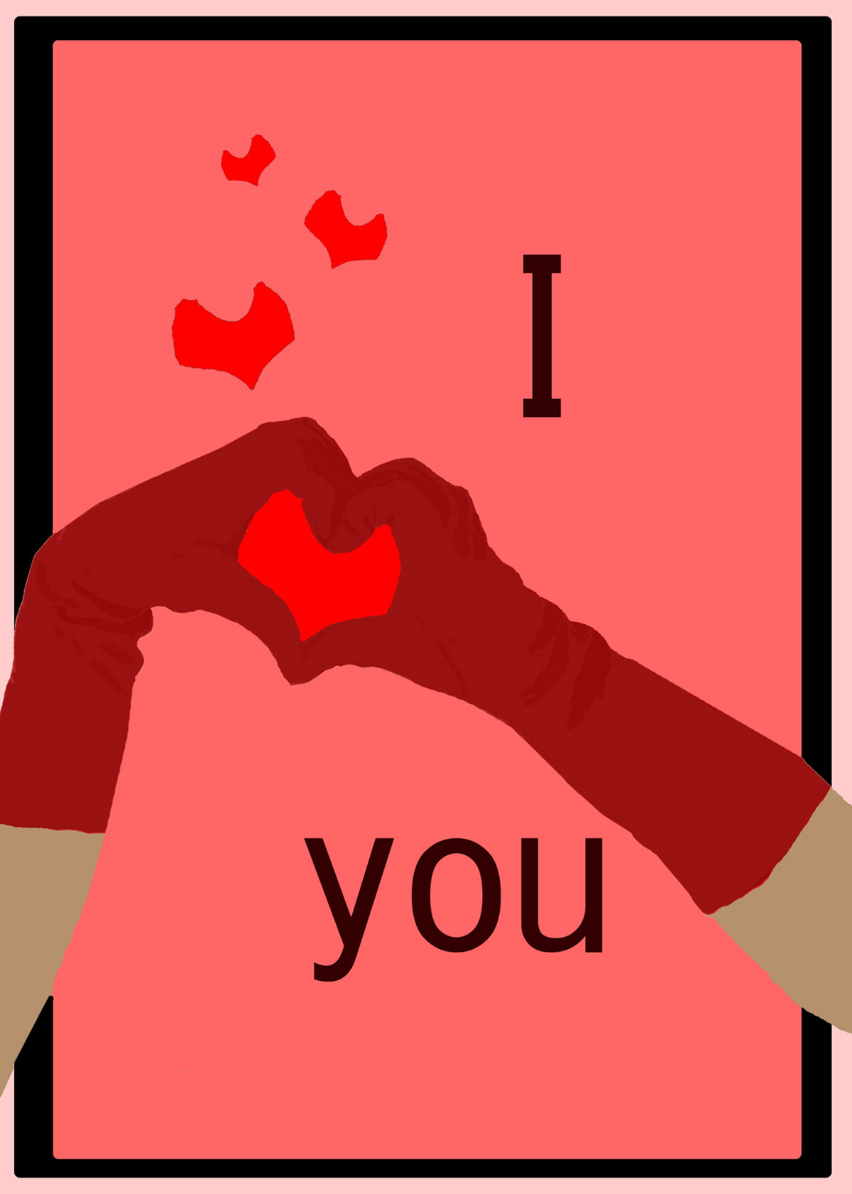 Valentine card I Love You with hearts