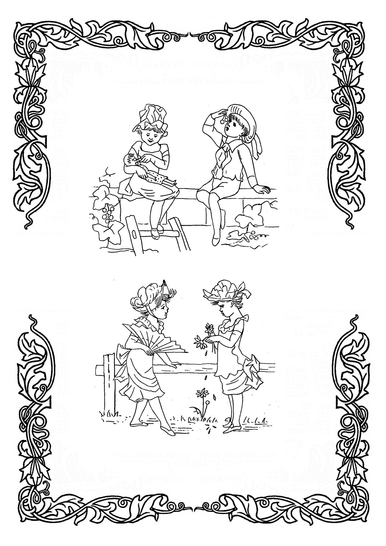 coloring images with Victorian children