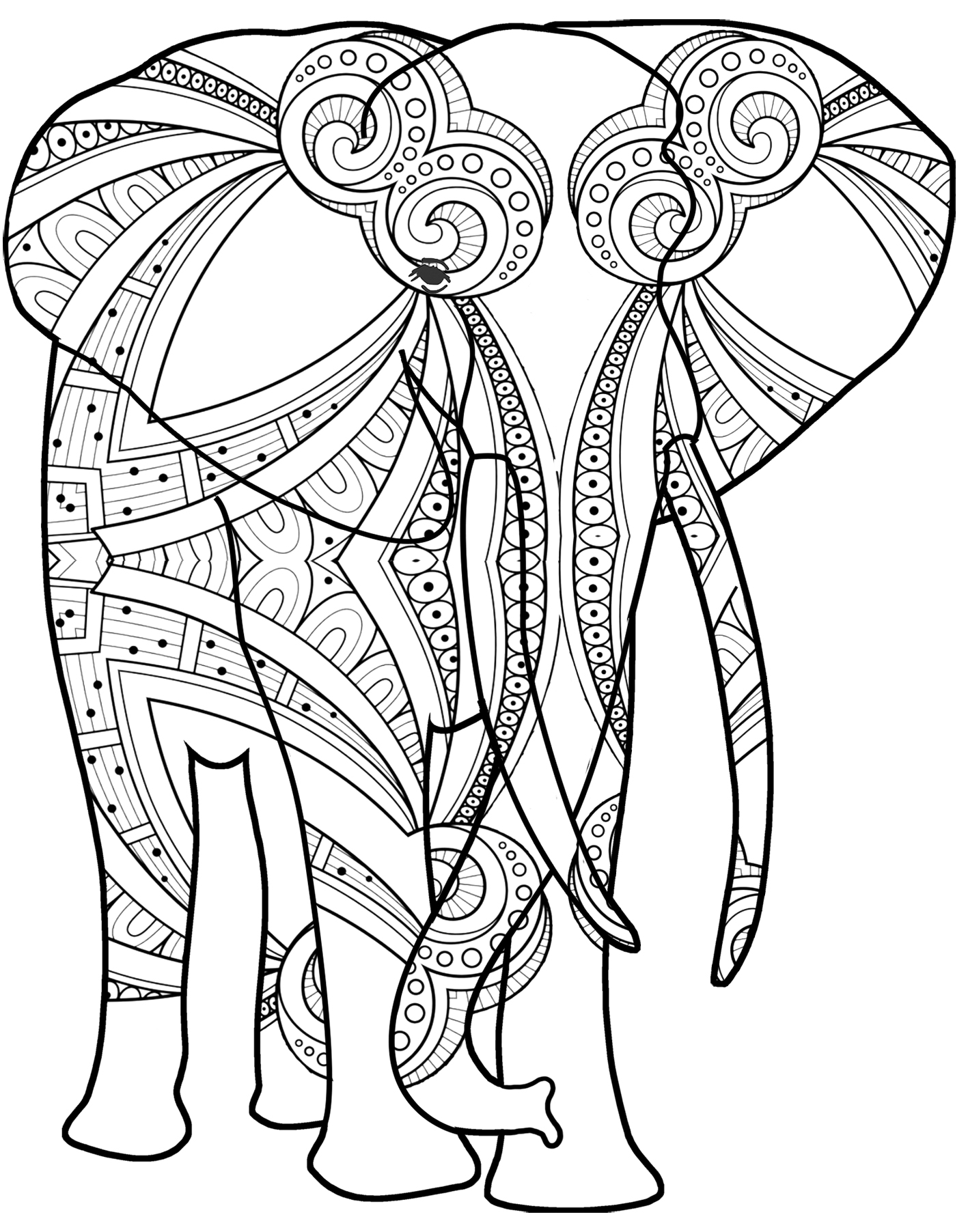 elephant drawing with pattern
