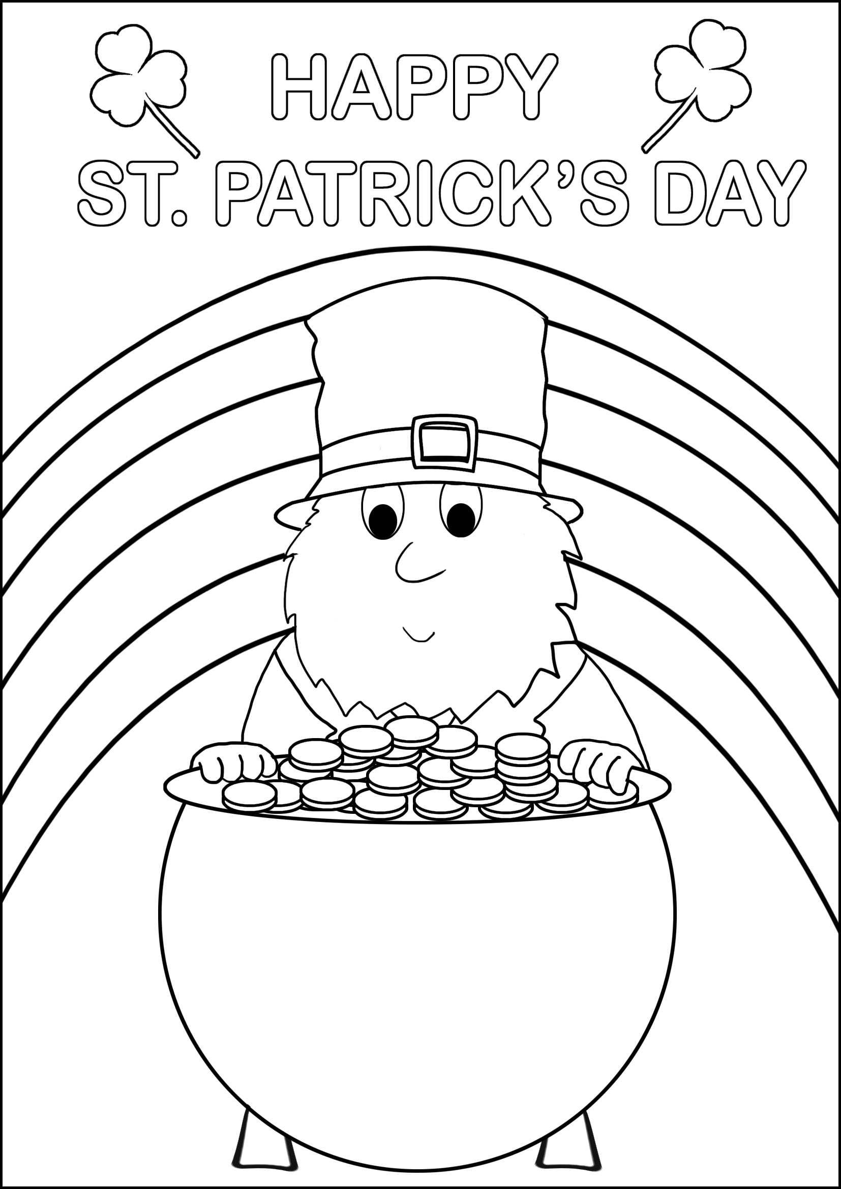 leprechaun and pot with gold for coloring