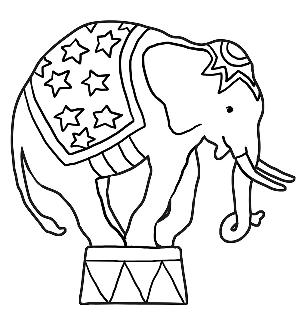 circus elephant coloring page