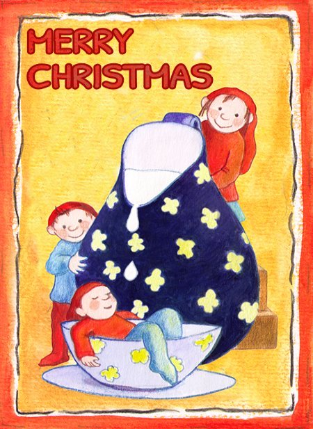 funny printable Christmas card with elves