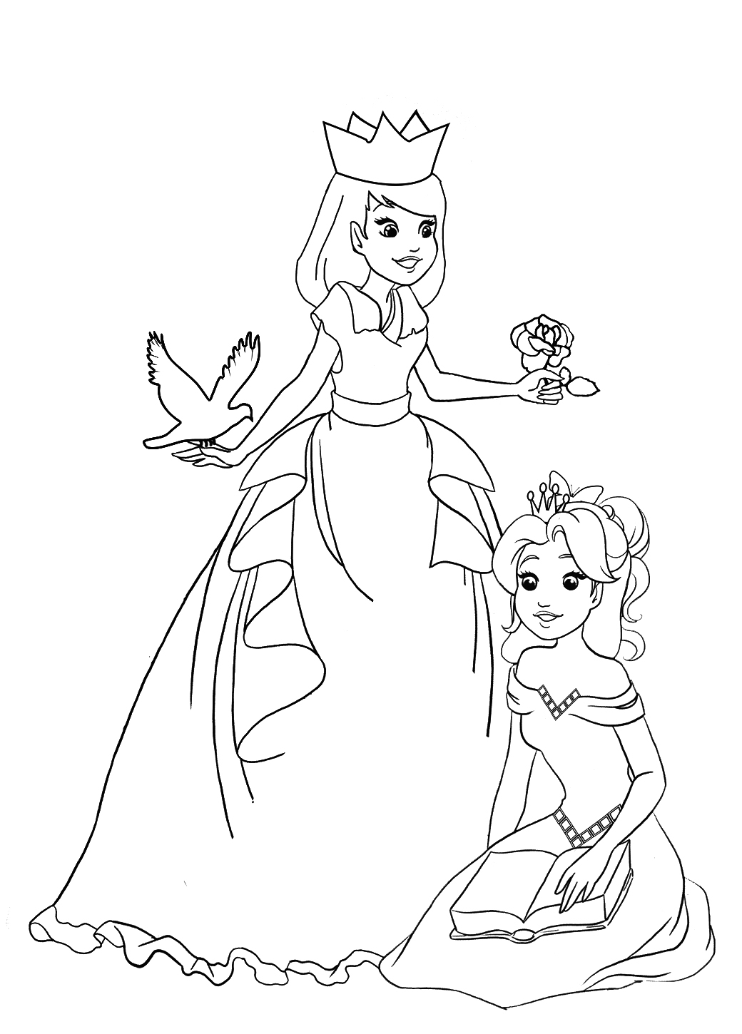 two sweet princesses to color