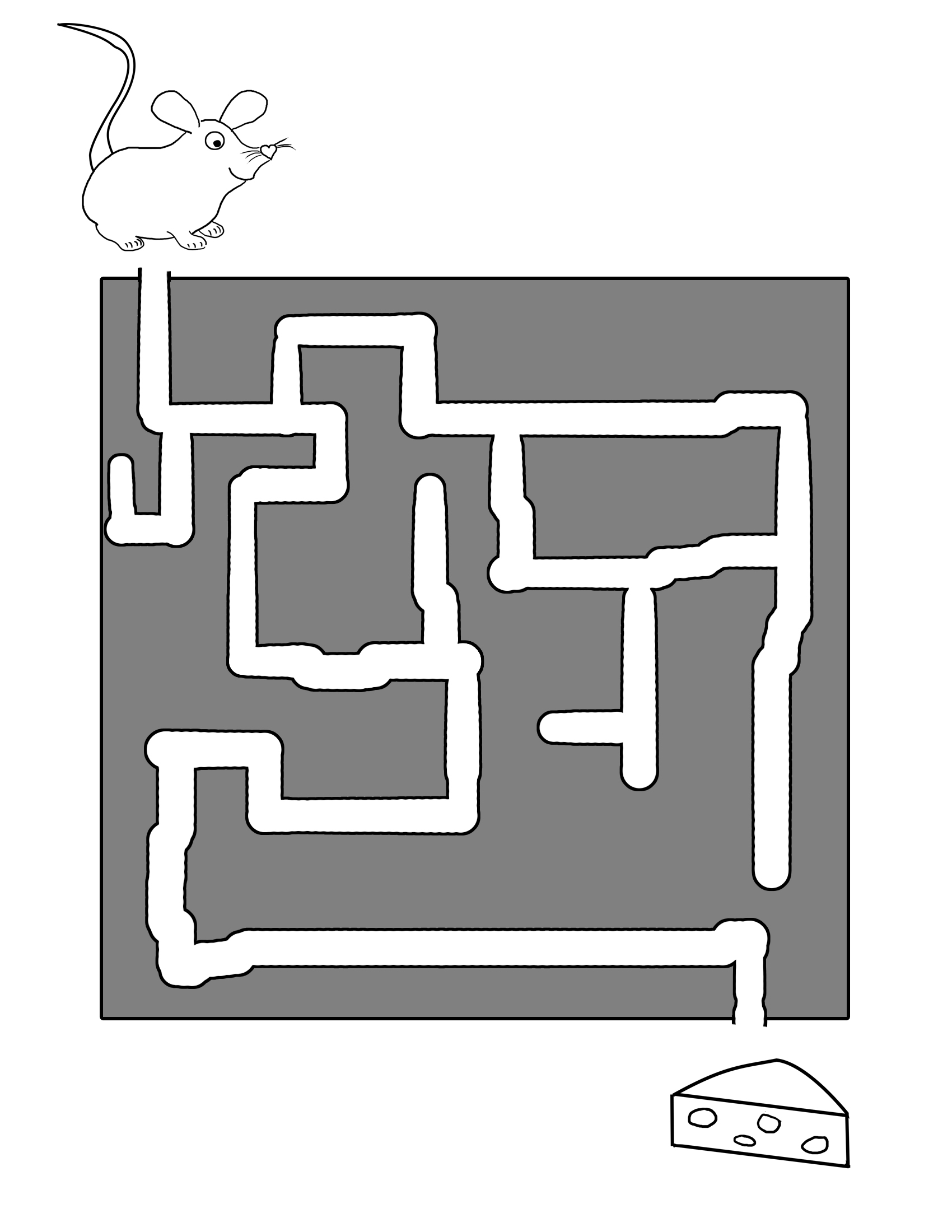 mouse and cheese maze for kindergarten