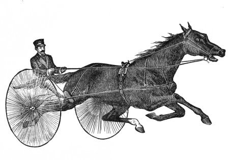 Antique drawing of trotter sulky and driver