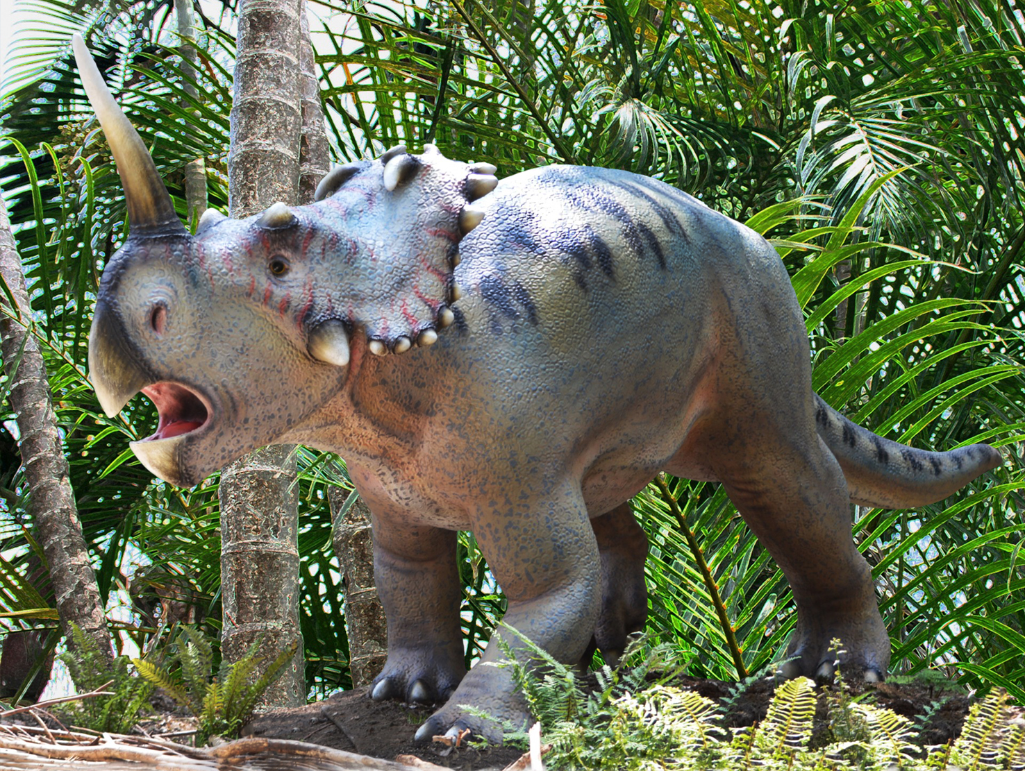 picture of dinosaur and palm trees