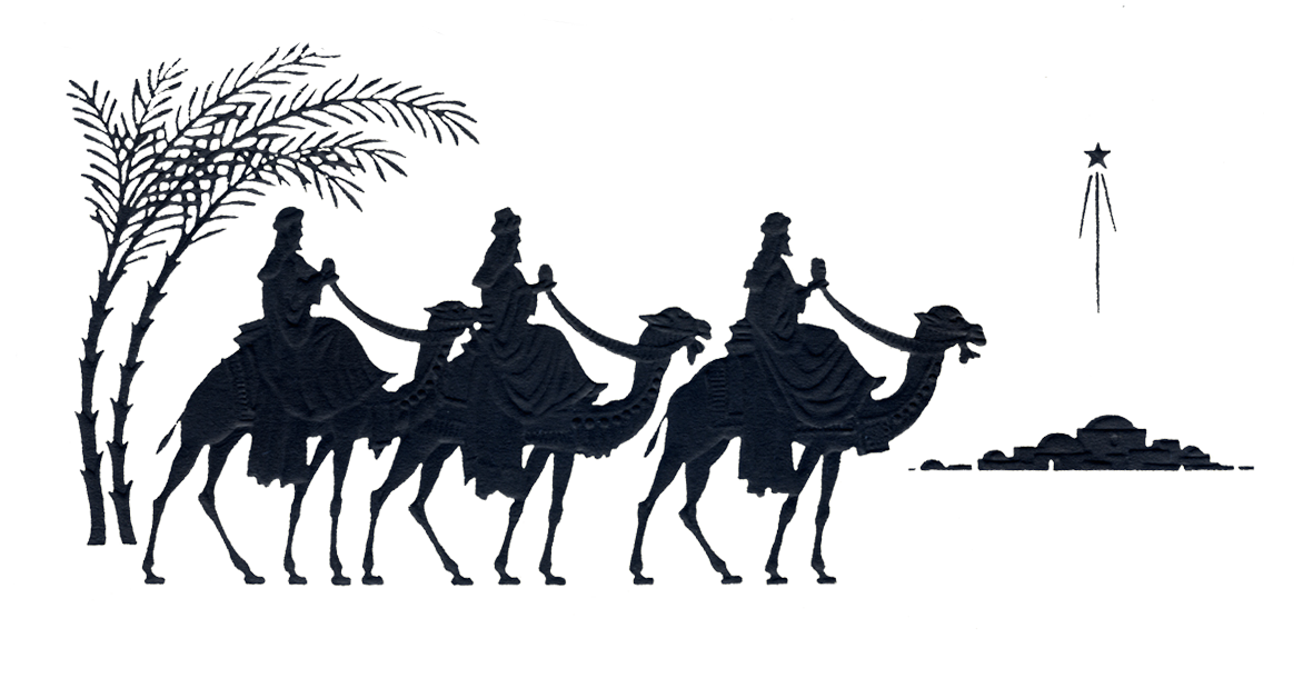 three wise men and Bethlehem silhouette