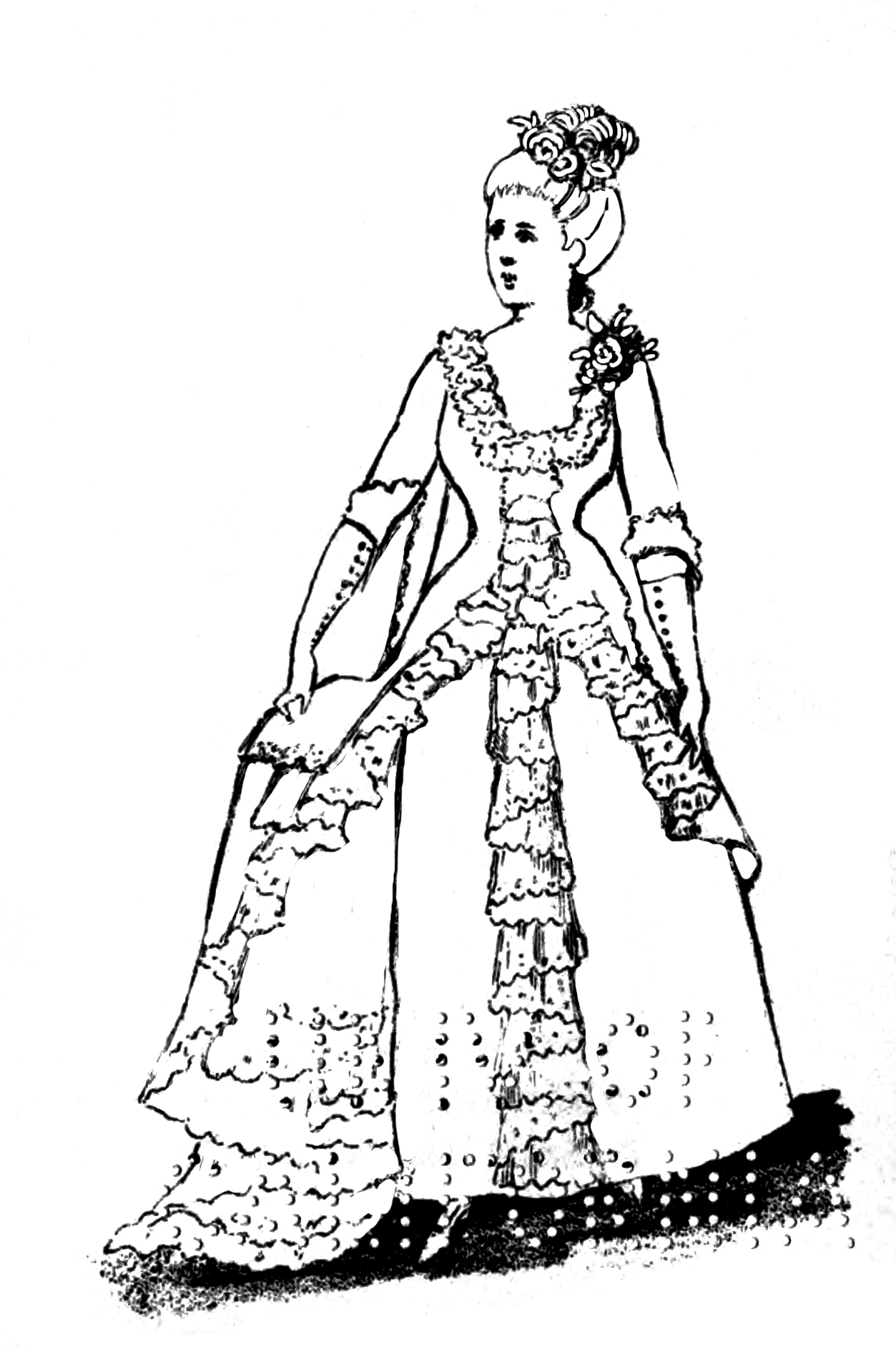 Victorian printable coloring picture dress