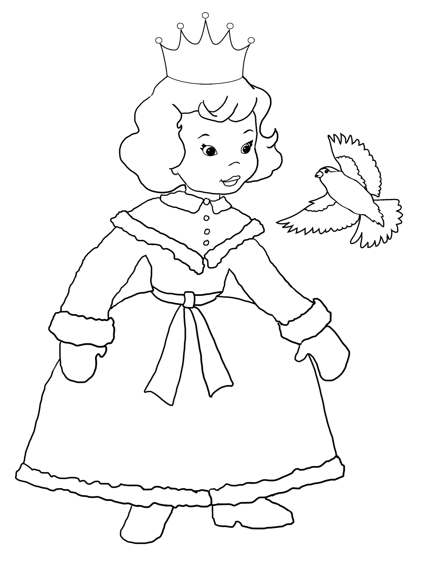 princess coloring pages with bird