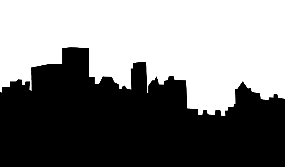 Skyline silhouette of city black white