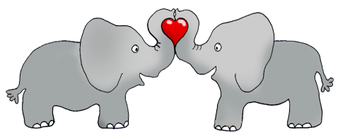 elephants holding a red heart