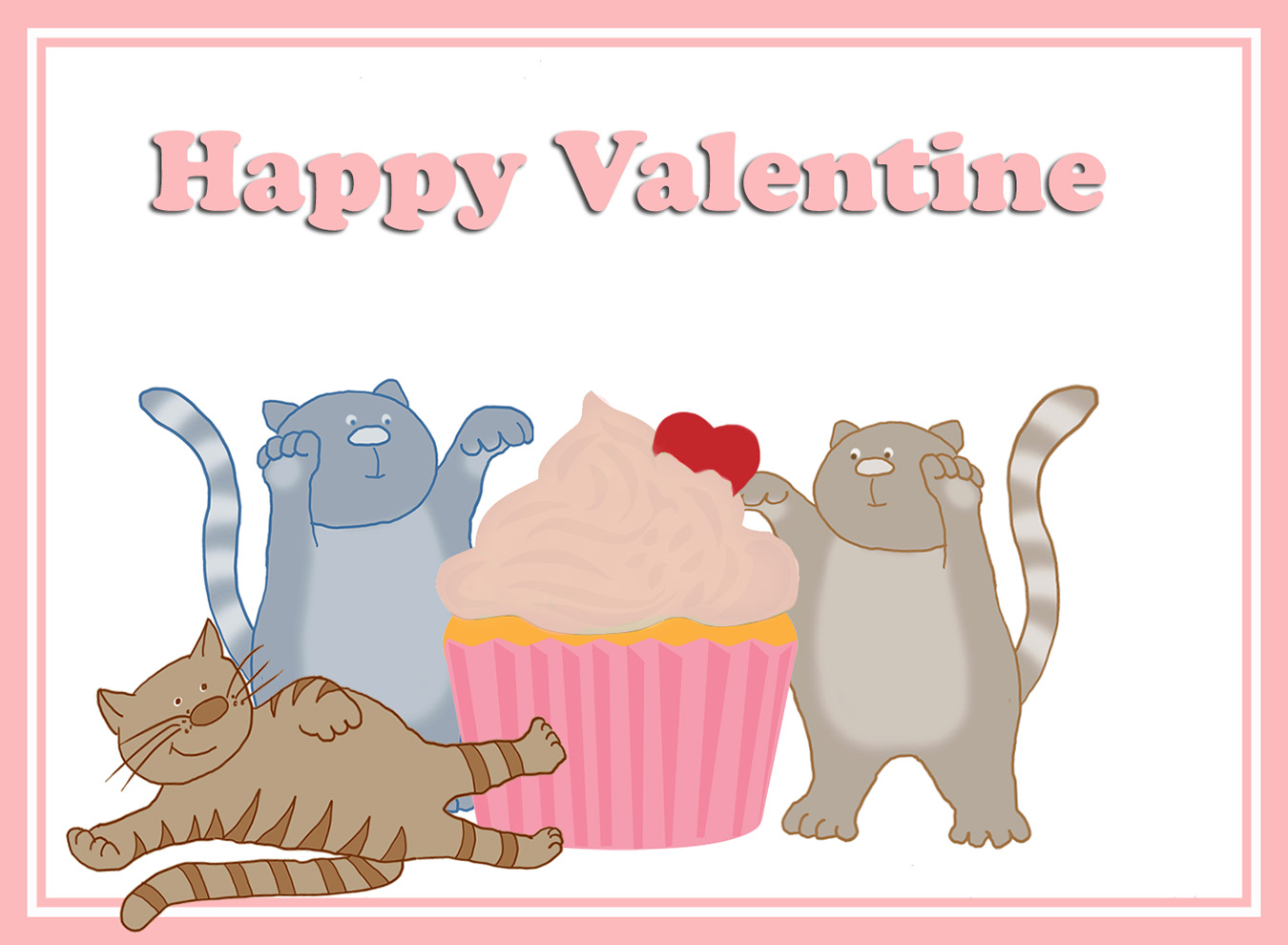 Valentine card with cupcake and cats