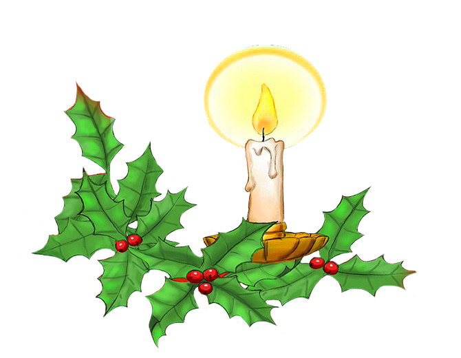 Christmas candle and holy leaves