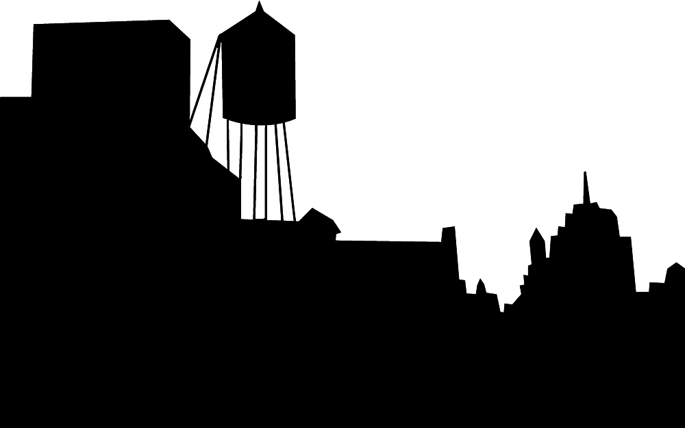 skyline silhouette with water tower