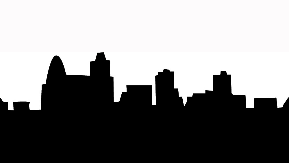 Simple black white skyline silhouette