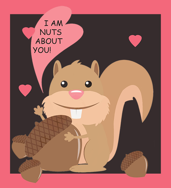 nuts about you squirrel Valentine card