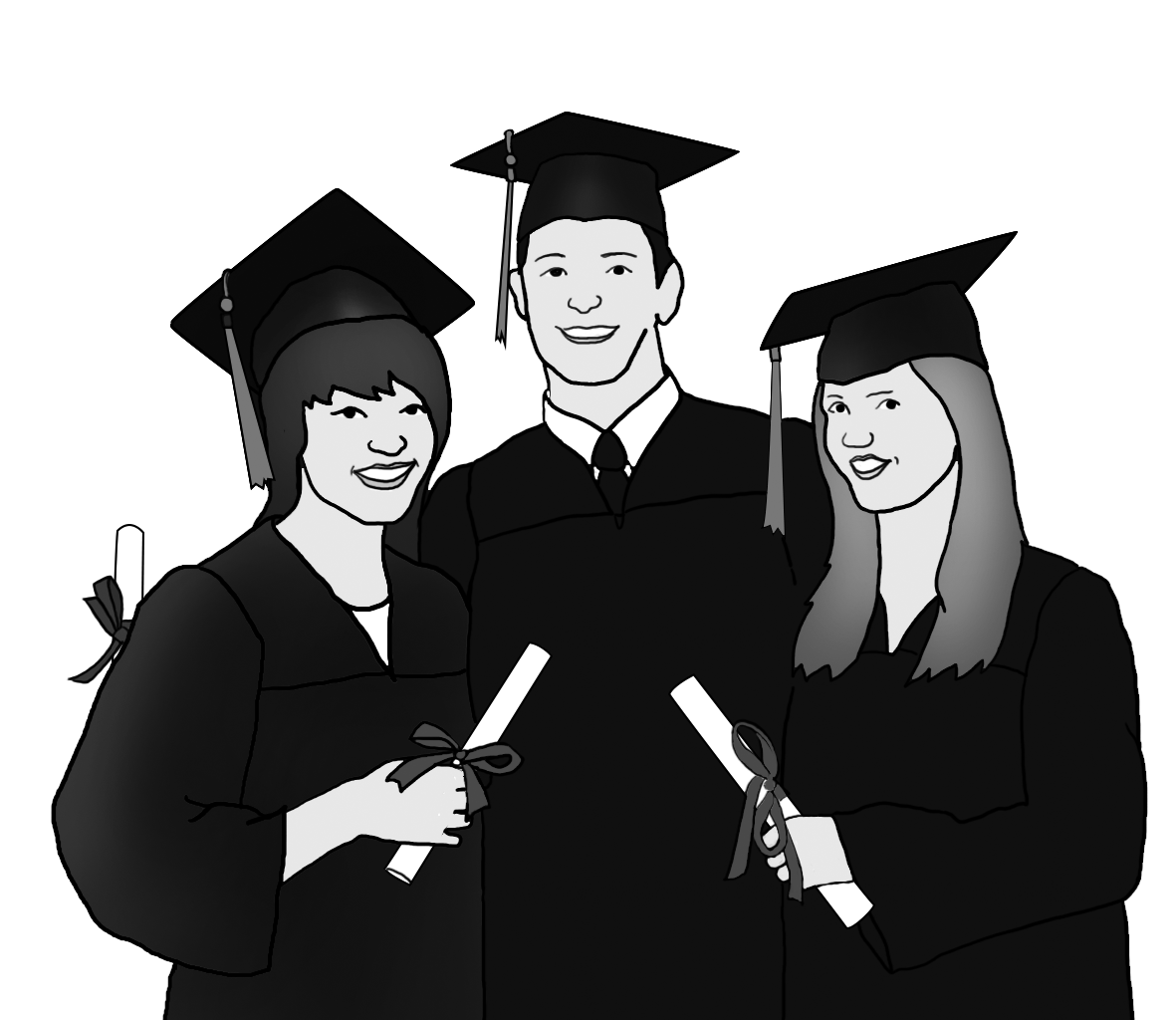 High school graduation clipart black white