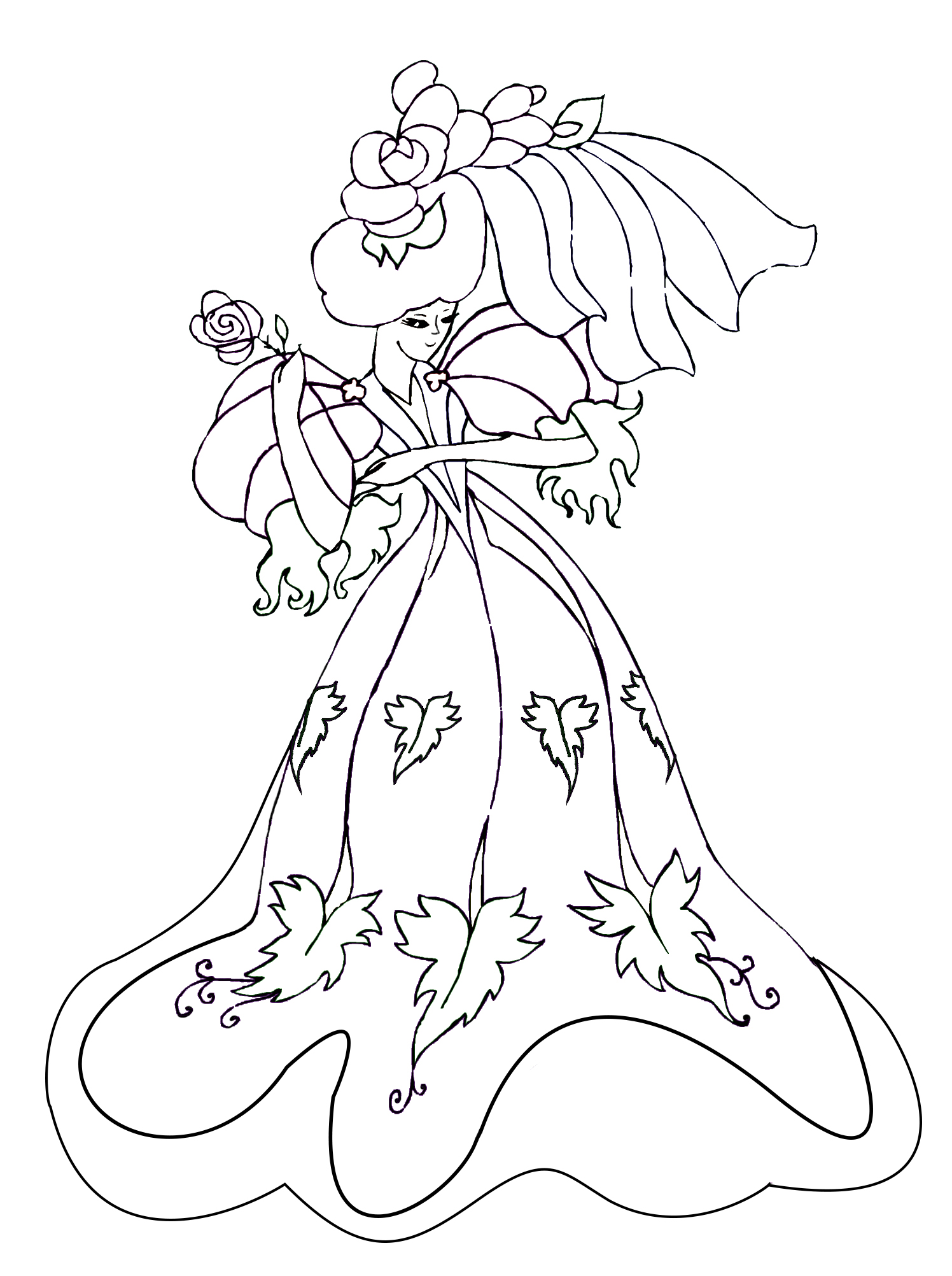 princess with rose and huge hat