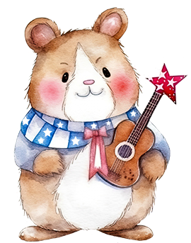 4th of July bear with guitar
