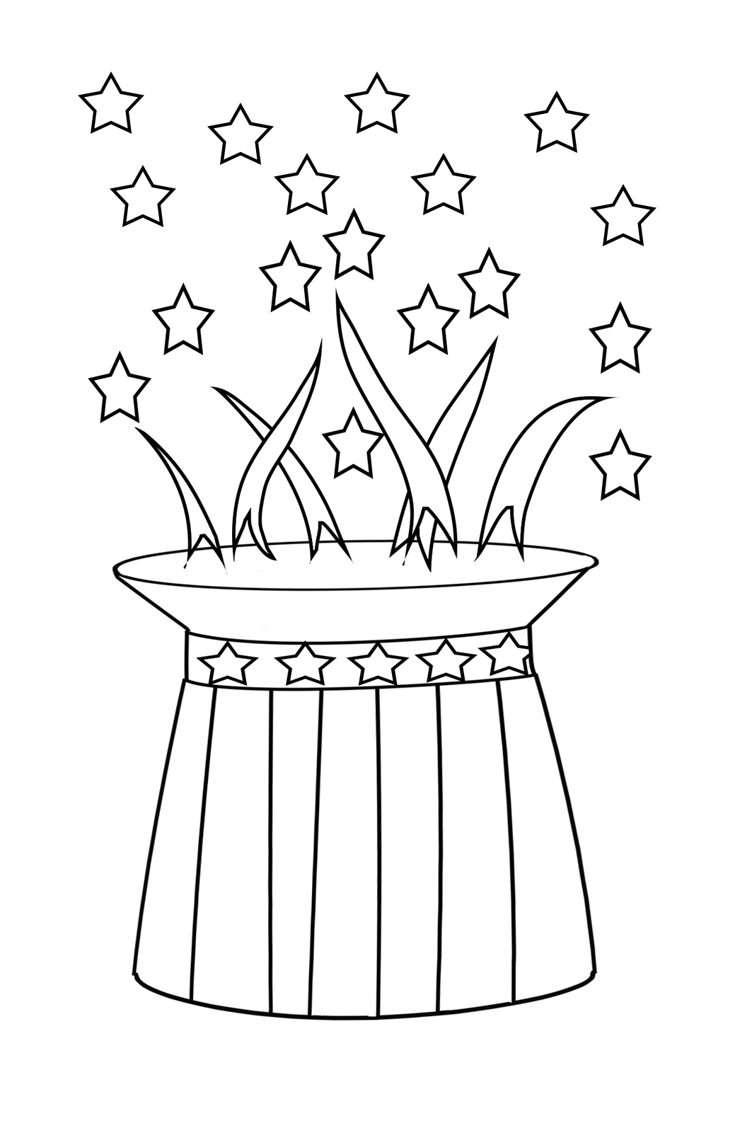 coloring page for 4th of July hat firework