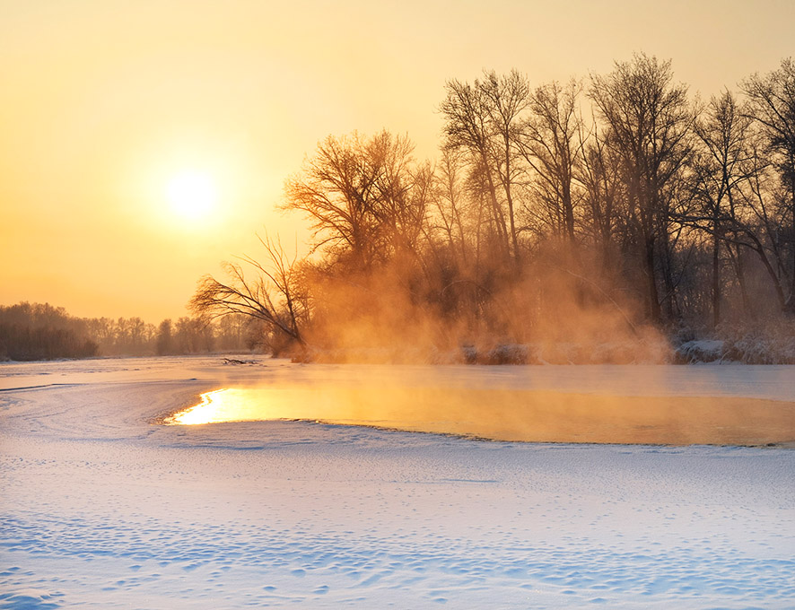 winter with frozen lake