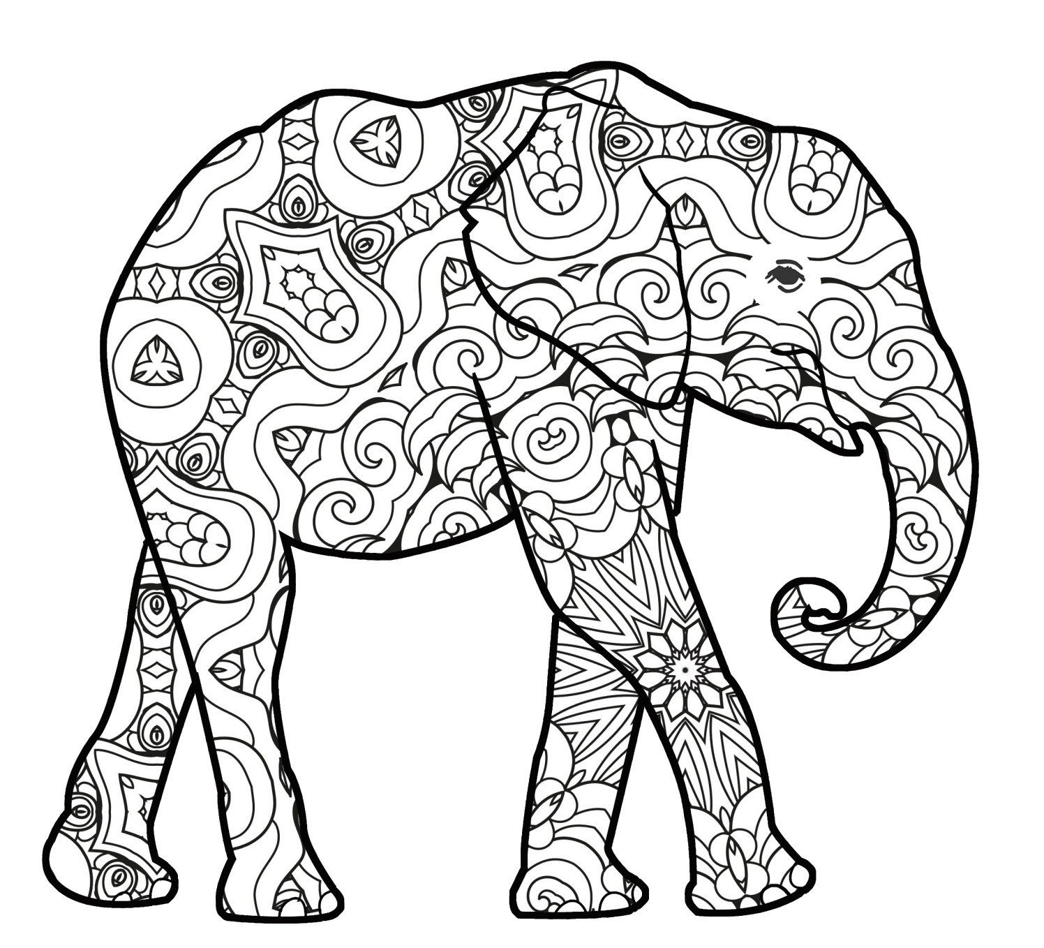 baby elephant with pattern for coloring