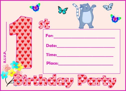 first birthday invitation girl