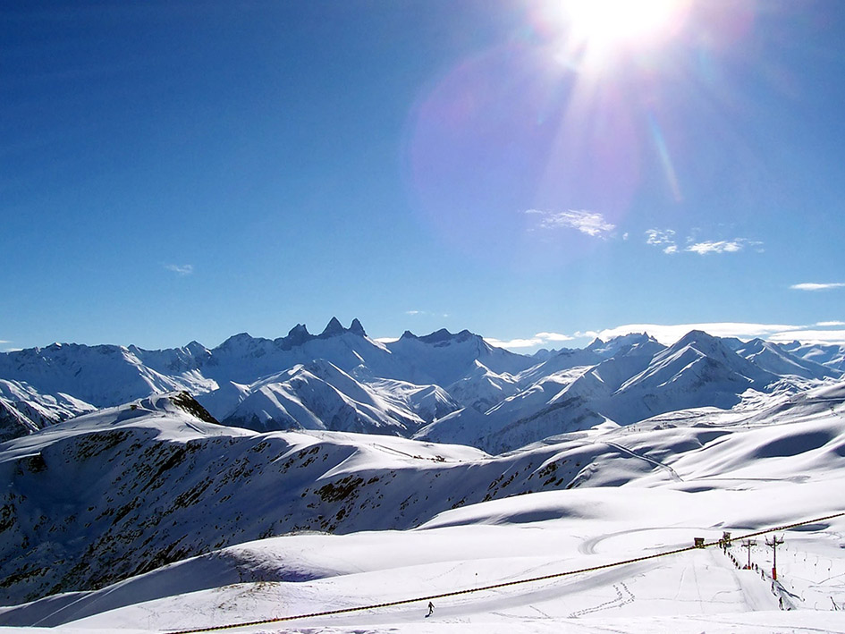 snow in the mountains