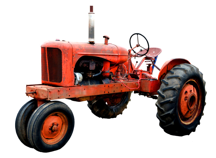 red vintage tractor