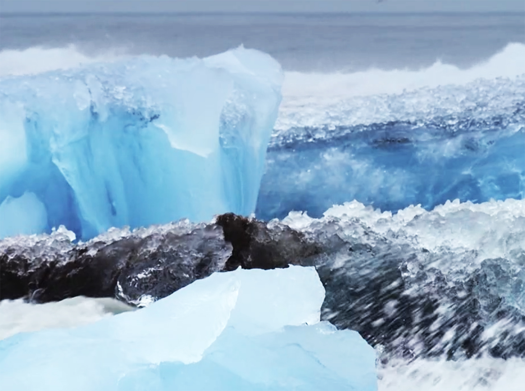 winter picture with ice on water