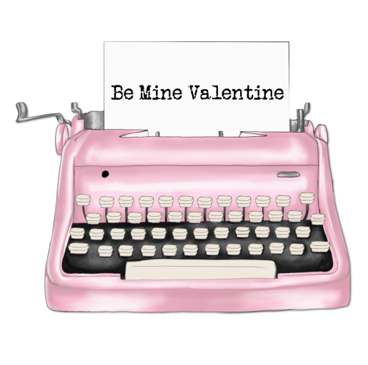 Valentine clipart pink typewriter and letter