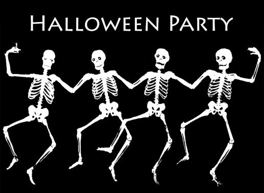 Halloween greeting cards dancing skeletons