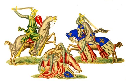 Medieval time knights fighting