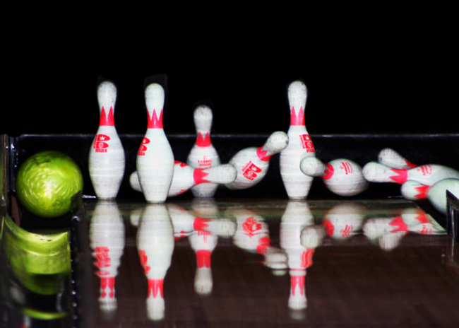 bowling cones in bowlng hall