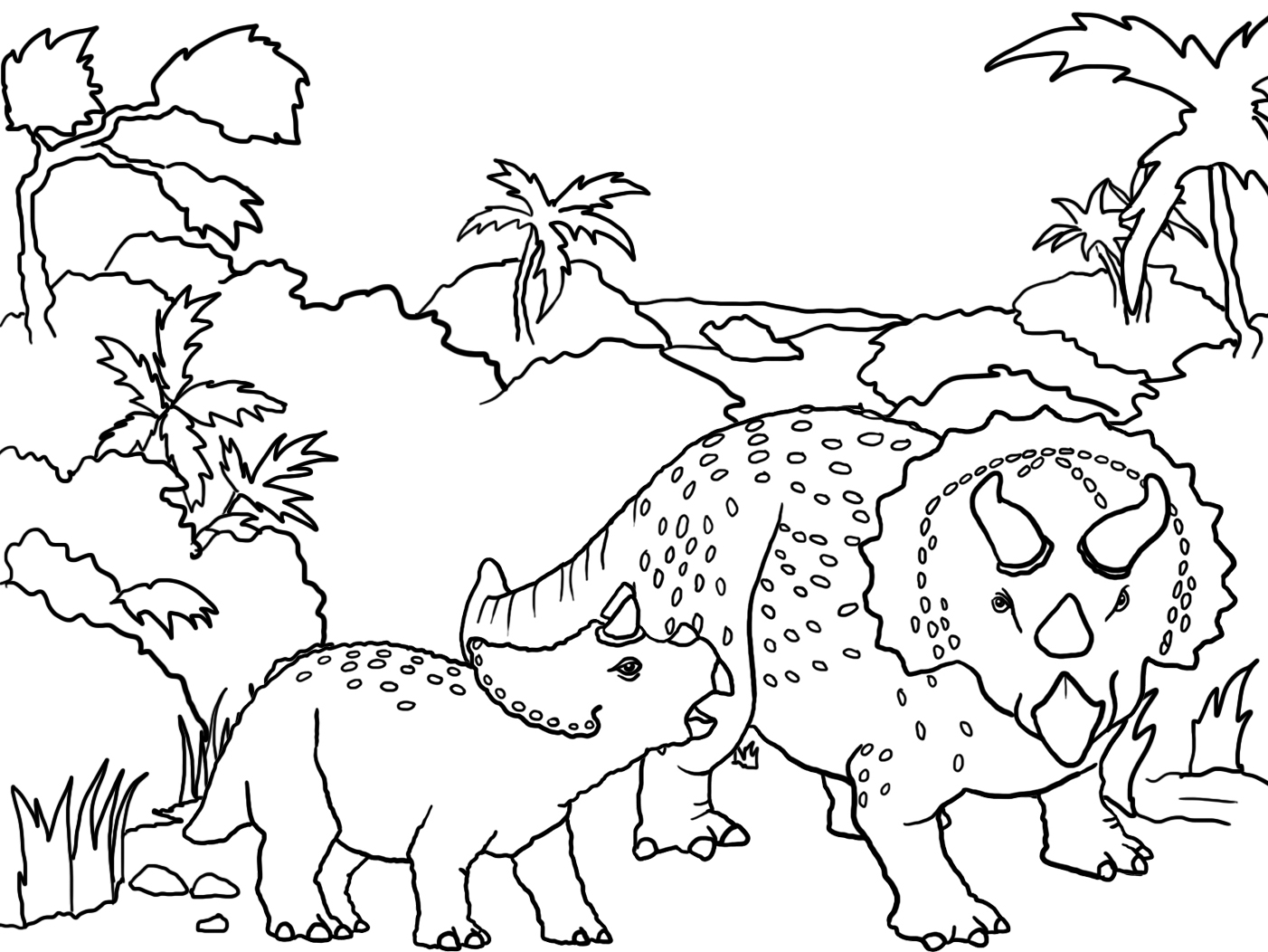 landscape with two dinosaur
