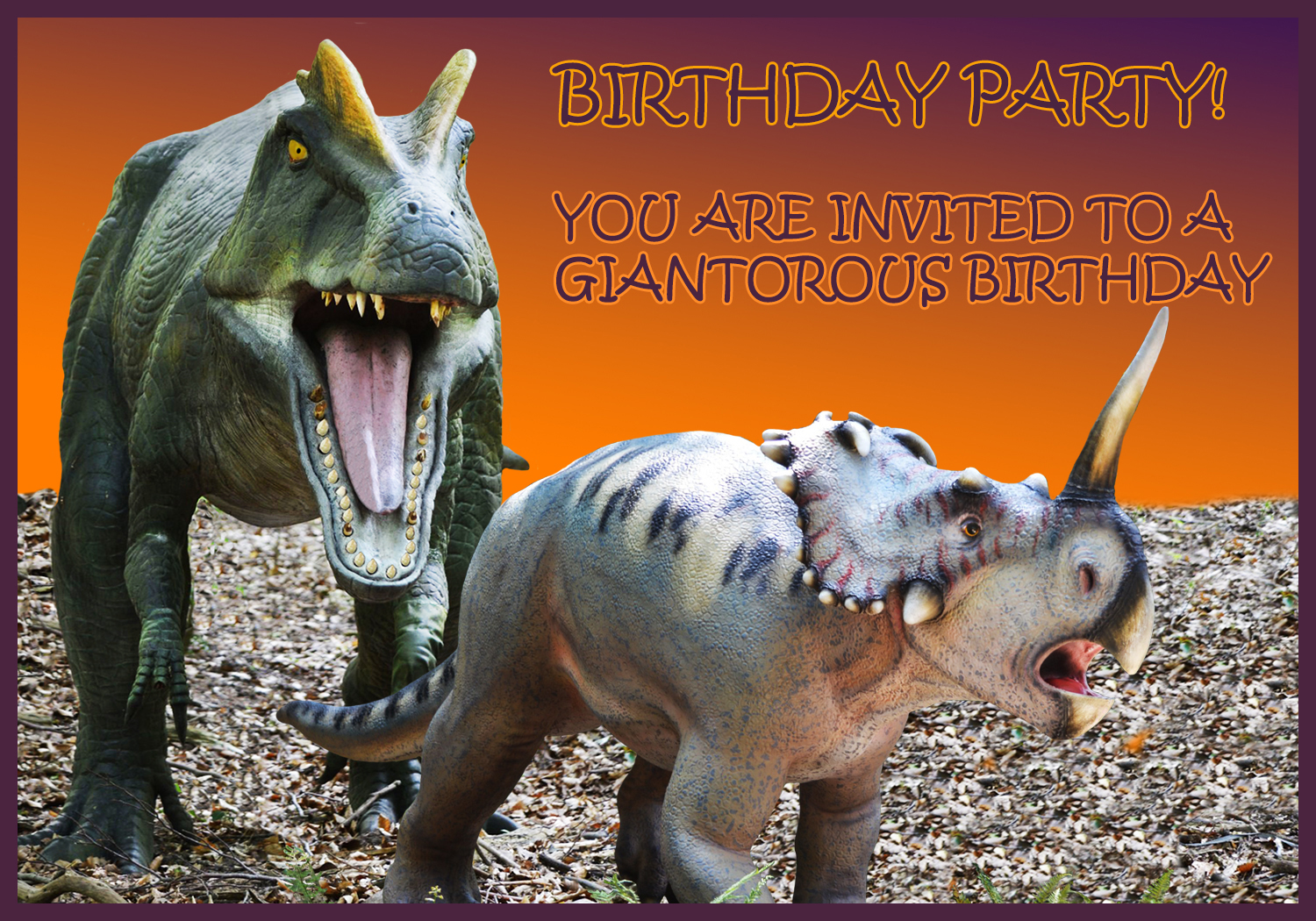 scary dino party invitation