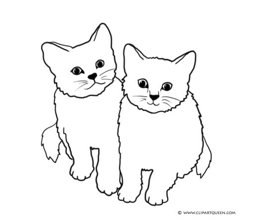 coloirng page with two little cats