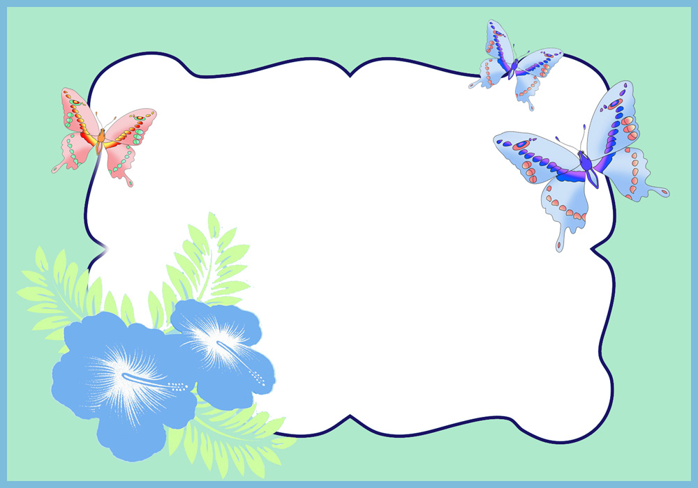 Frame with butterflies and flowers
