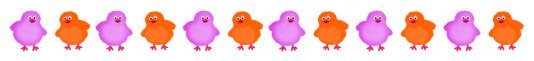 Easter chicks in lila and orange border
