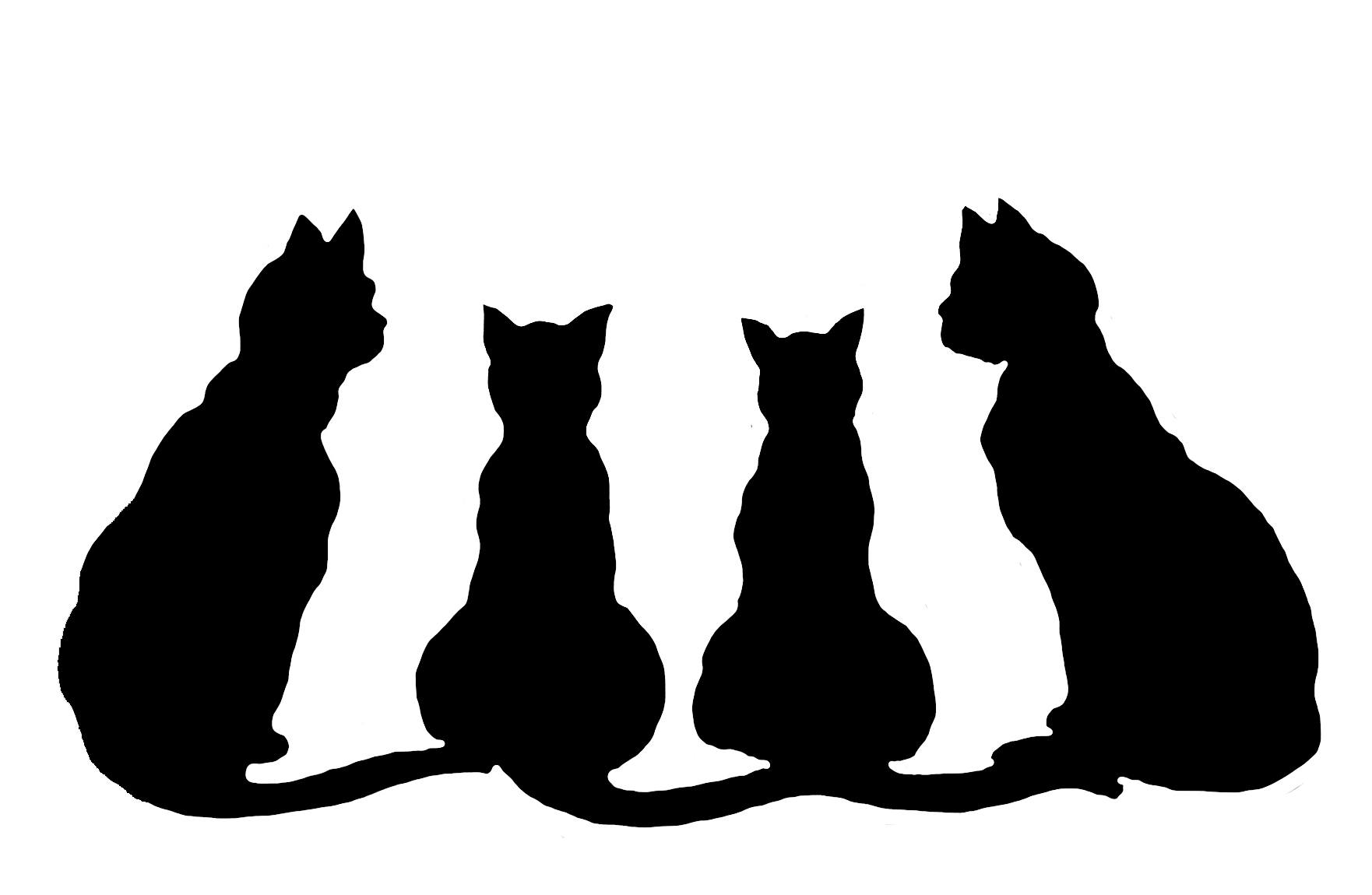 silhouettes of four cats