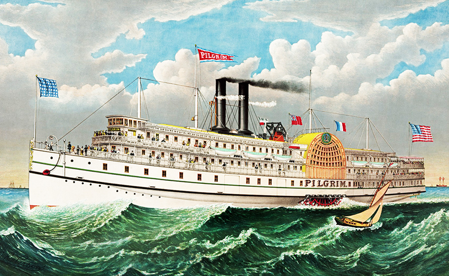 vintage steamboat drawing Pilgrim