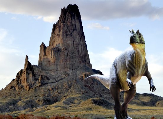 dinosaur in the mountains