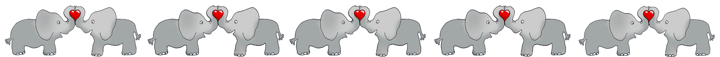 Valentine border elephants and hearts